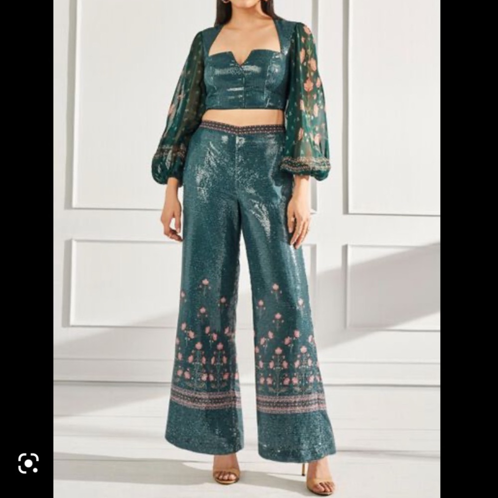 Anita Dongre sequined, open back cropped top set